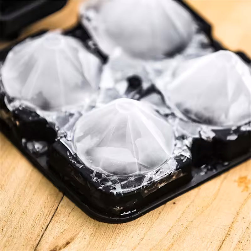 Ice Mold Silicone Rubber Diamond Black 4 Pack Personalized Bar Cocktail Accessories Maker Ice Cube Tray