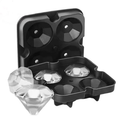 Ice Mold Silicone Rubber Diamond Black 4 Pack Personalized Bar Cocktail Accessories Maker Ice Cube Tray